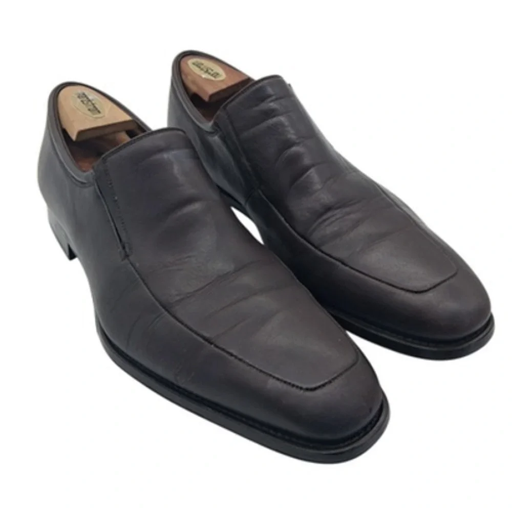Magnanni Dress Shoes Mens Size 10.5 Dark Brown Leather Slip On Loafers 12655